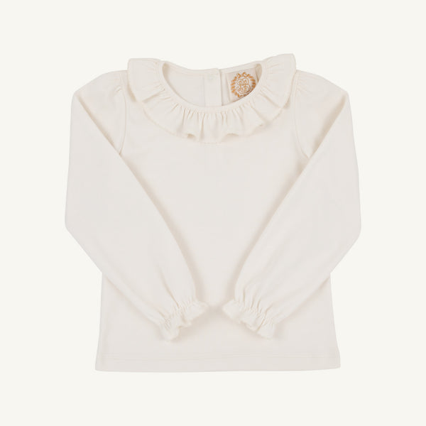 The Beaufort Bonnet Company Long Sleeve Ramona Ruffle Top-Palmetto Pearl