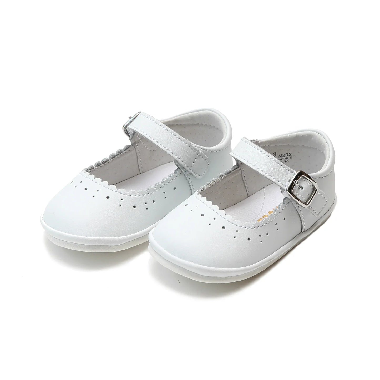 L'Amour Scarlett Scalloped Mary Jane White