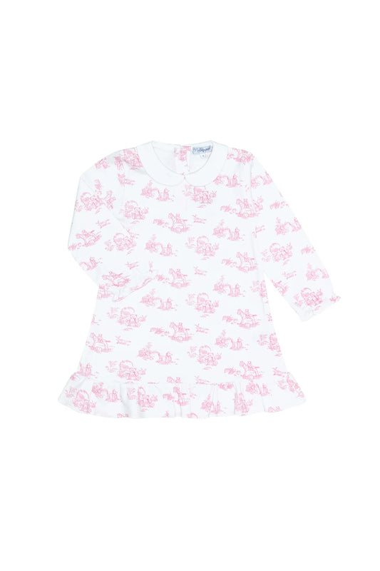 Nellapima Pink Toile Long Sleeve Playtime Dress