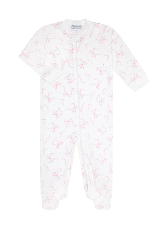 Nellapima Charming Bows Print Zipper Footie