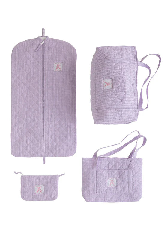 Little English quilted luggage set light purple seersucker girls travel bags
