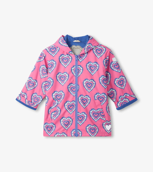 Hatley Color Changing Heart Burst Zip-Up Rain Jacket