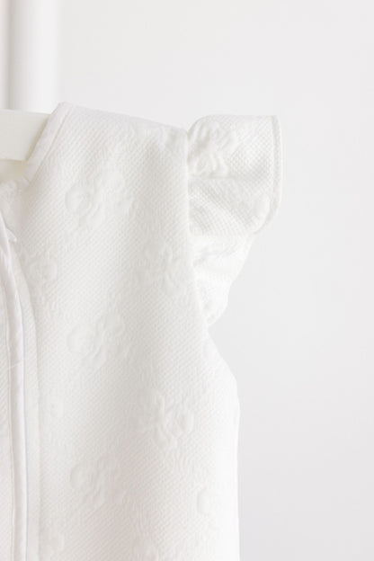 Terry Tots Seep Sack- white jacquard bows