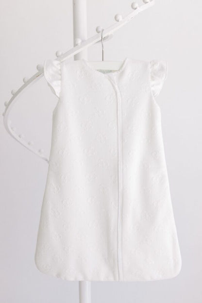 Terry Tots Seep Sack- white jacquard bows