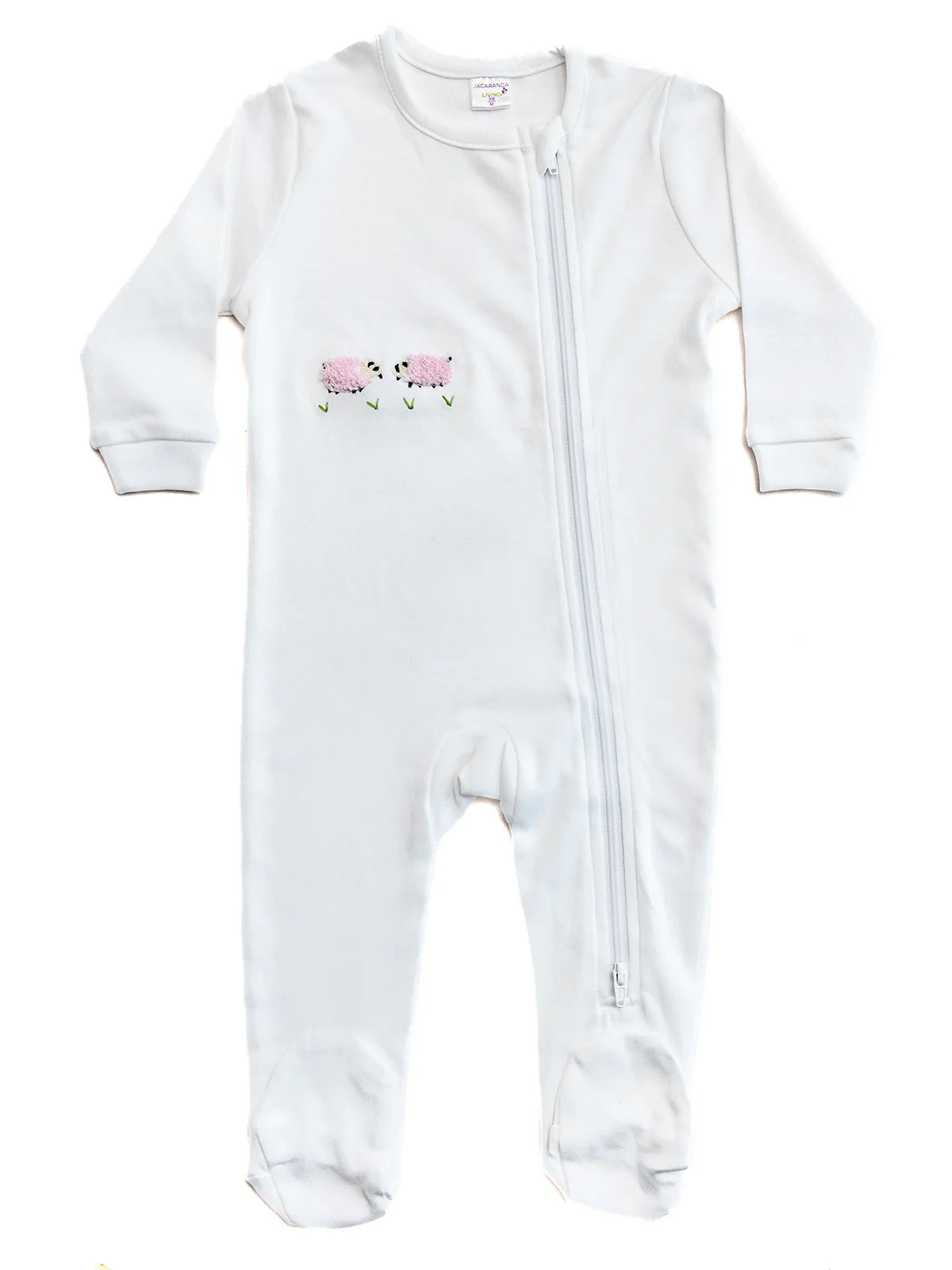 Jacaranda Living Baby Footie, Combed Cotton Embroidered