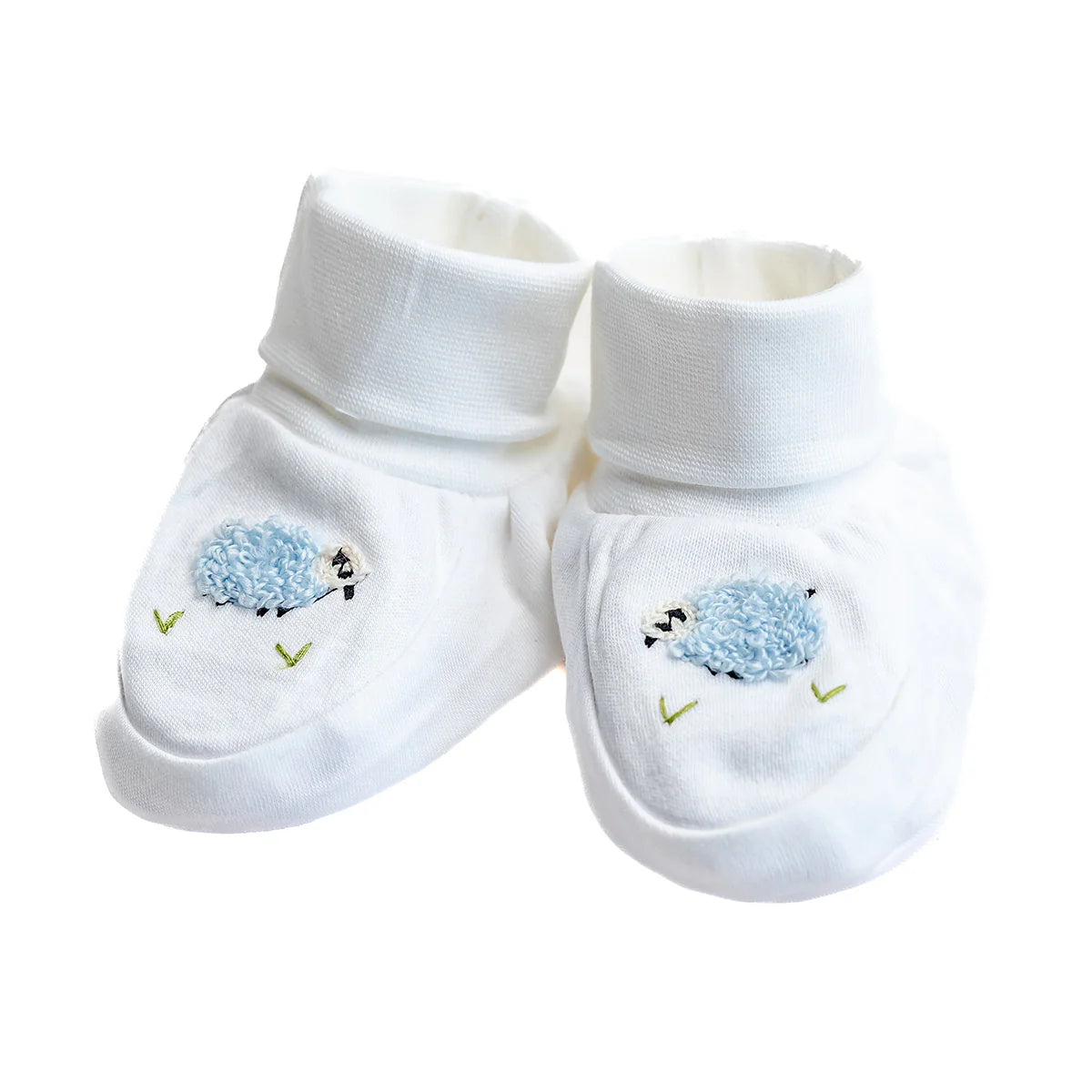 Jacaranda Living Baby Booties, Combed Cotton Embroidered