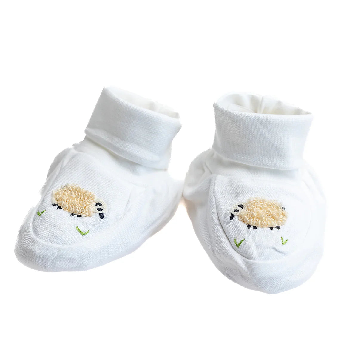 Jacaranda Living Baby Booties, Combed Cotton Embroidered