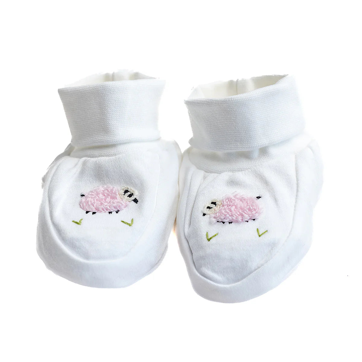 Jacaranda Living Baby Booties, Combed Cotton Embroidered