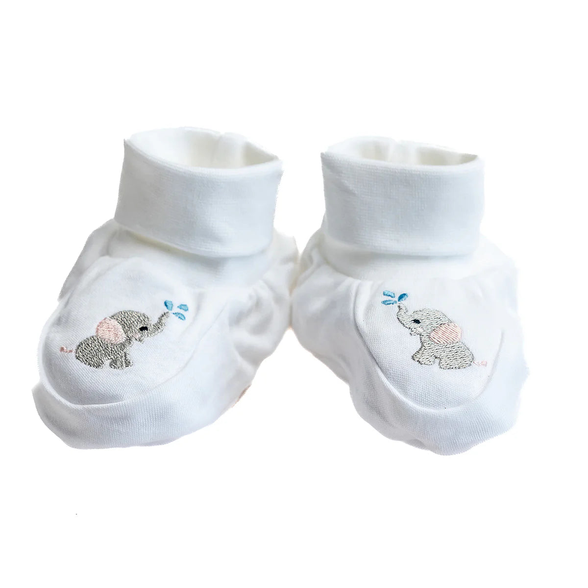 Jacaranda Living Baby Booties, Combed Cotton Embroidered