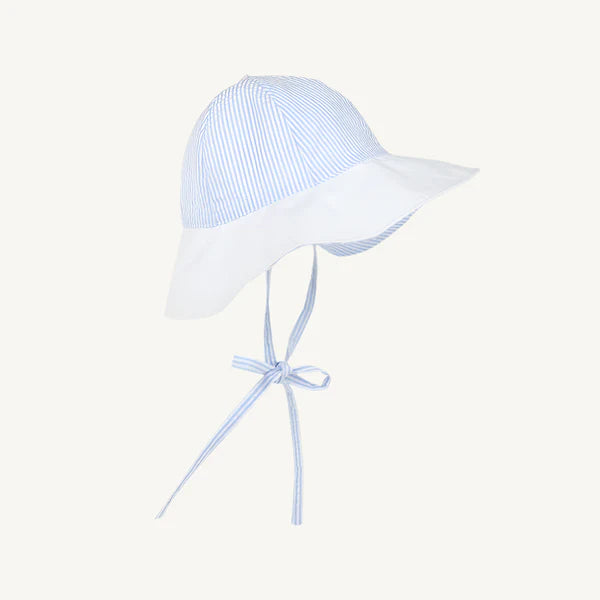 The Beaufort Bonnet Company Sawyer Sun Hat – Breakers Blue Seersucker / Worth Avenue White