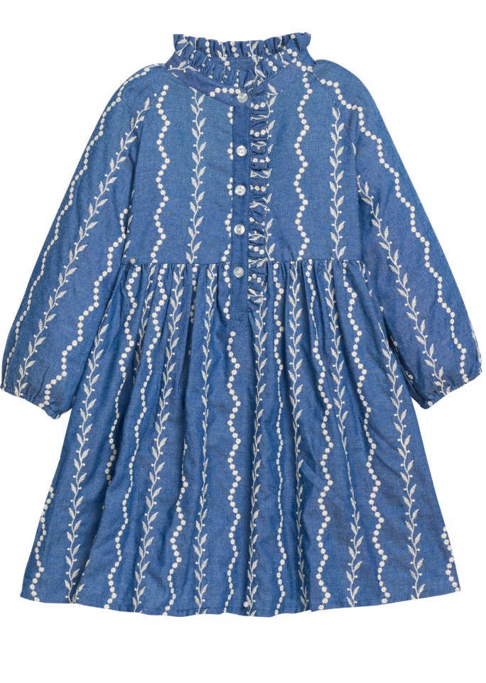 Bisby Amelia Dress- Chamonix Chambray Embroidery