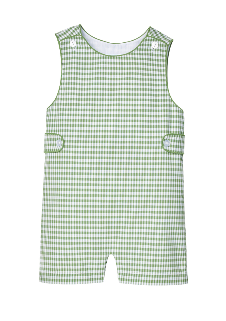 Little English Button Tab John John - Watercress Gingham