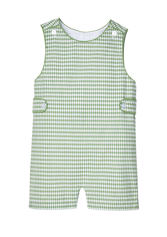 Little English Button Tab John John - Watercress Gingham