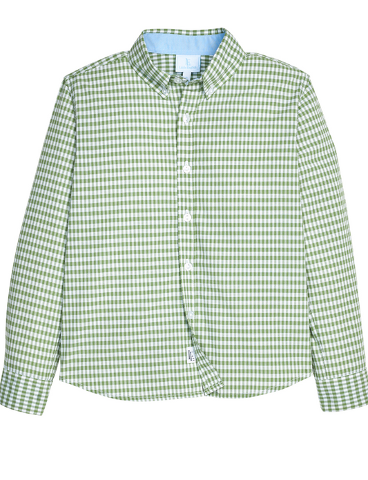Little English Button Down Shirt - Watercress Gingham