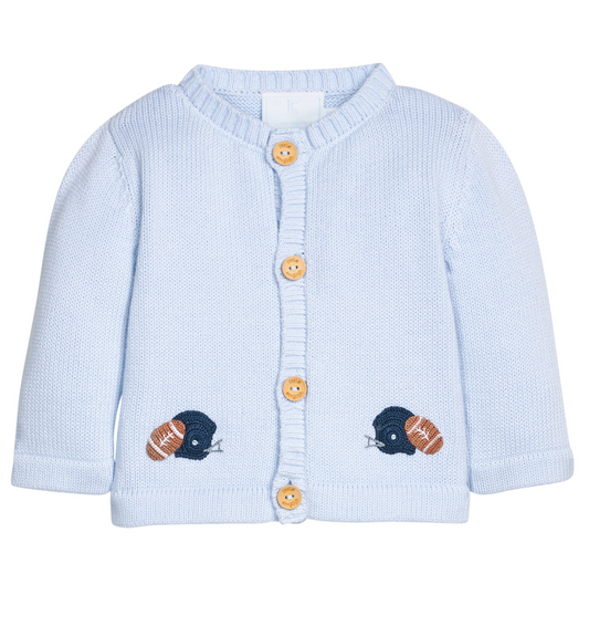 Little English Crochet Cardigan - Football Helmet