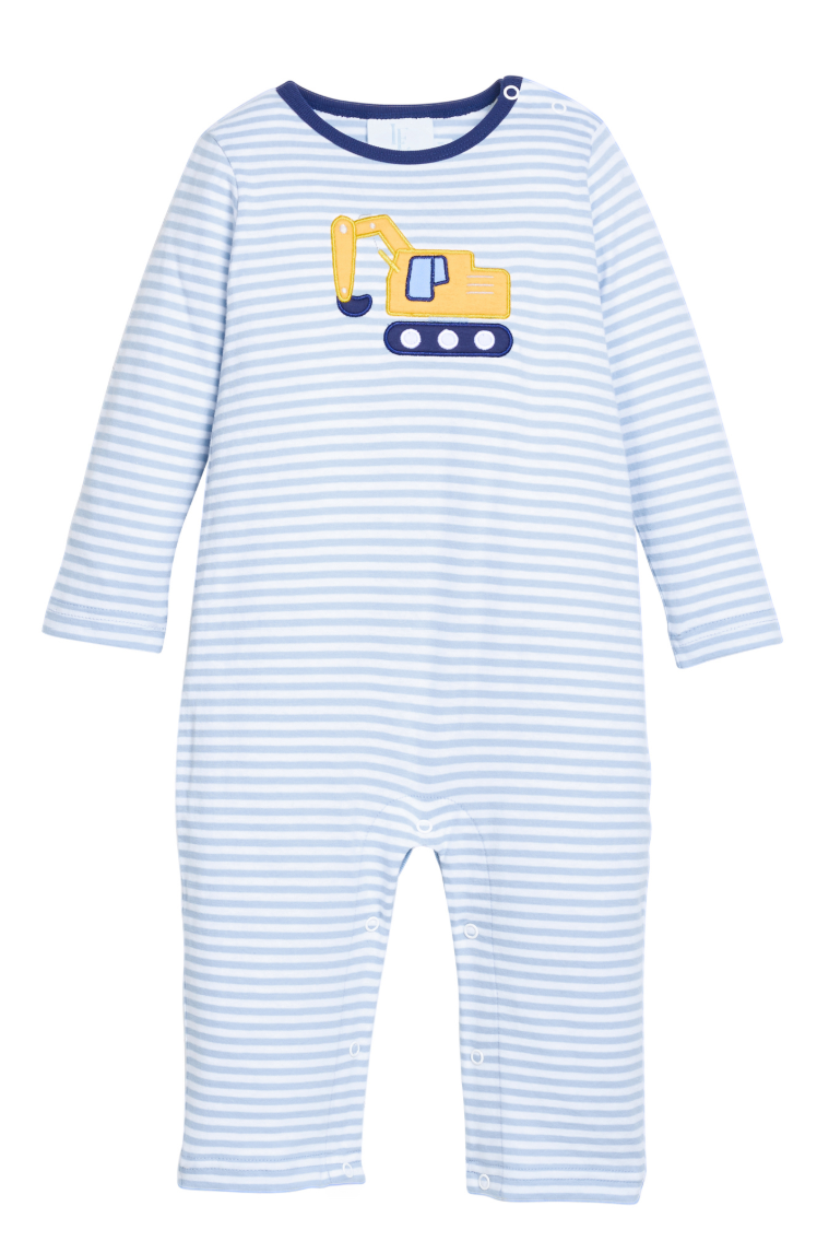 Little English Applique Romper - Excavator