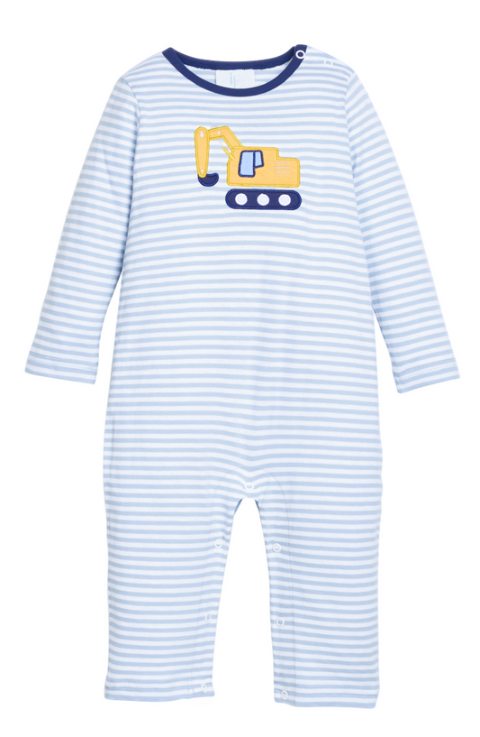 Little English Applique Romper - Excavator