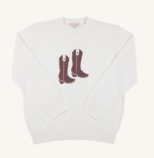 The Beaufort Bonnet Company Isaac's Intarsia Sweater- Palmetto Pearl/Cowboy Boot