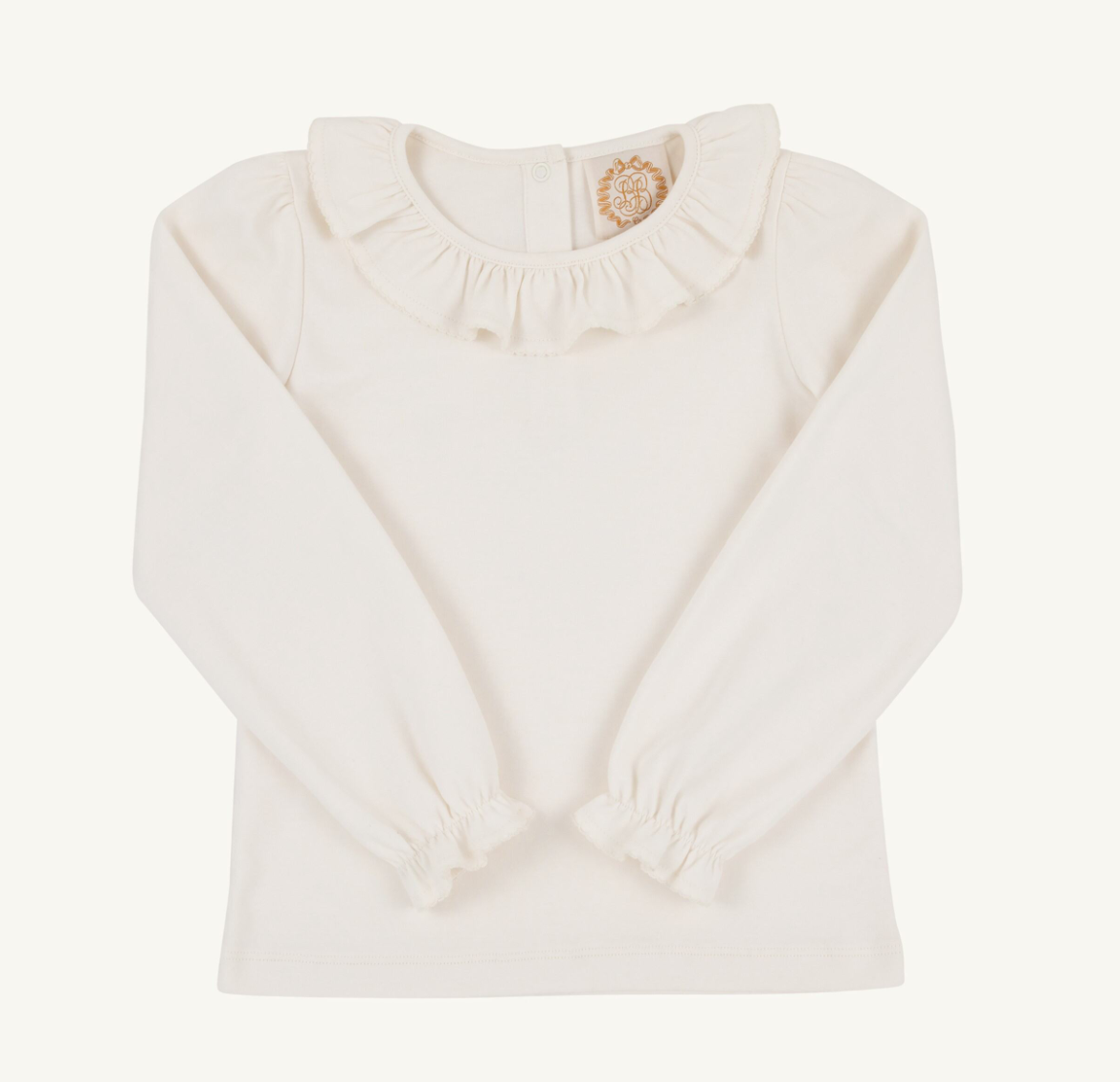 The Beaufort Bonnet Company Long Sleeve Ramona Ruffle Shirt - Onesie-Palmetto Pearl