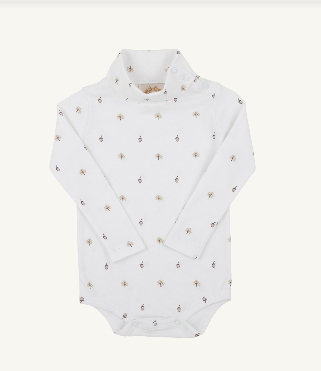 The Beaufort Bonnet Company Tatum's Turtleneck - Onesie - Neck Snaps- Lovely Little Leaves