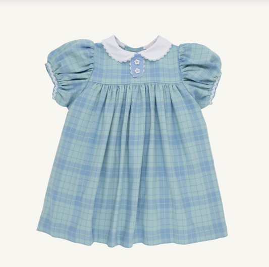 The Beaufort Bonnet Company Mary Dal Dress - Woven Yarn- Audubon Park Plaid/Sarasota Sky