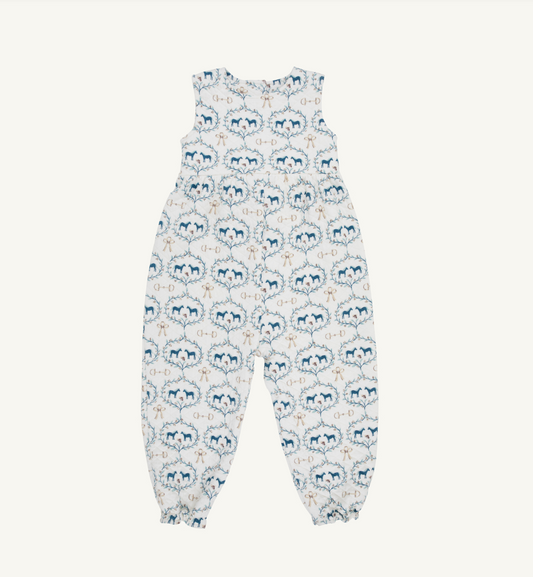 The Beaufort Bonnet Company Sleeveless Rebecca Romper - Quilted- Horse Bits and Bows/Palmetto Pearl