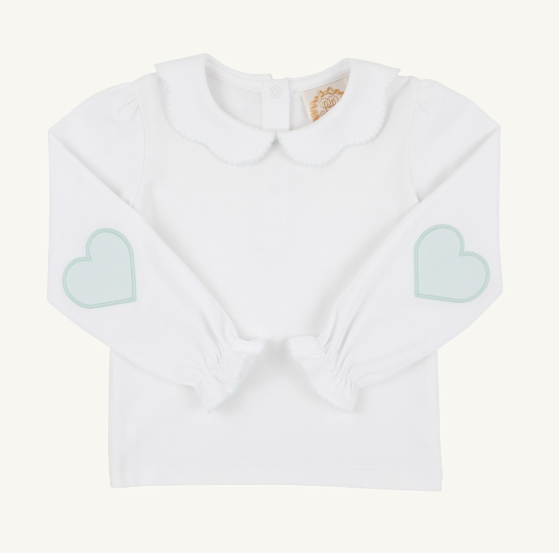 The Beaufort Bonnet Company Emma's Elbow Patch Top-Worth Ave White/Old Greenwich Green/Hearts