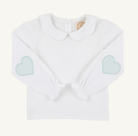 The Beaufort Bonnet Company Emma's Elbow Patch Top-Worth Ave White/Old Greenwich Green/Hearts