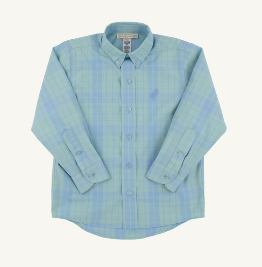The Beaufort Bonnet Company Deans List Dress Shirt- Audubon Park Plaid/Sarasota Sky