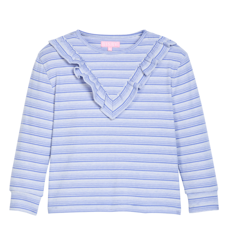 Bisby Aspen Tee- Blue Sparkle Stripe