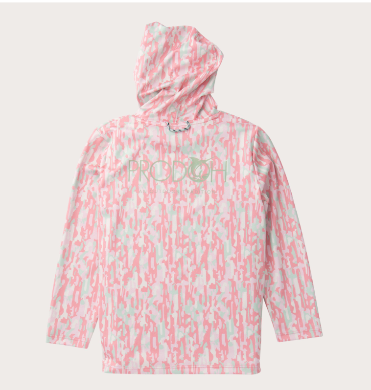 Prodoh Pro Performance Hoodie Fishing Tee- Geranium Pink Stay in the Lines Camo