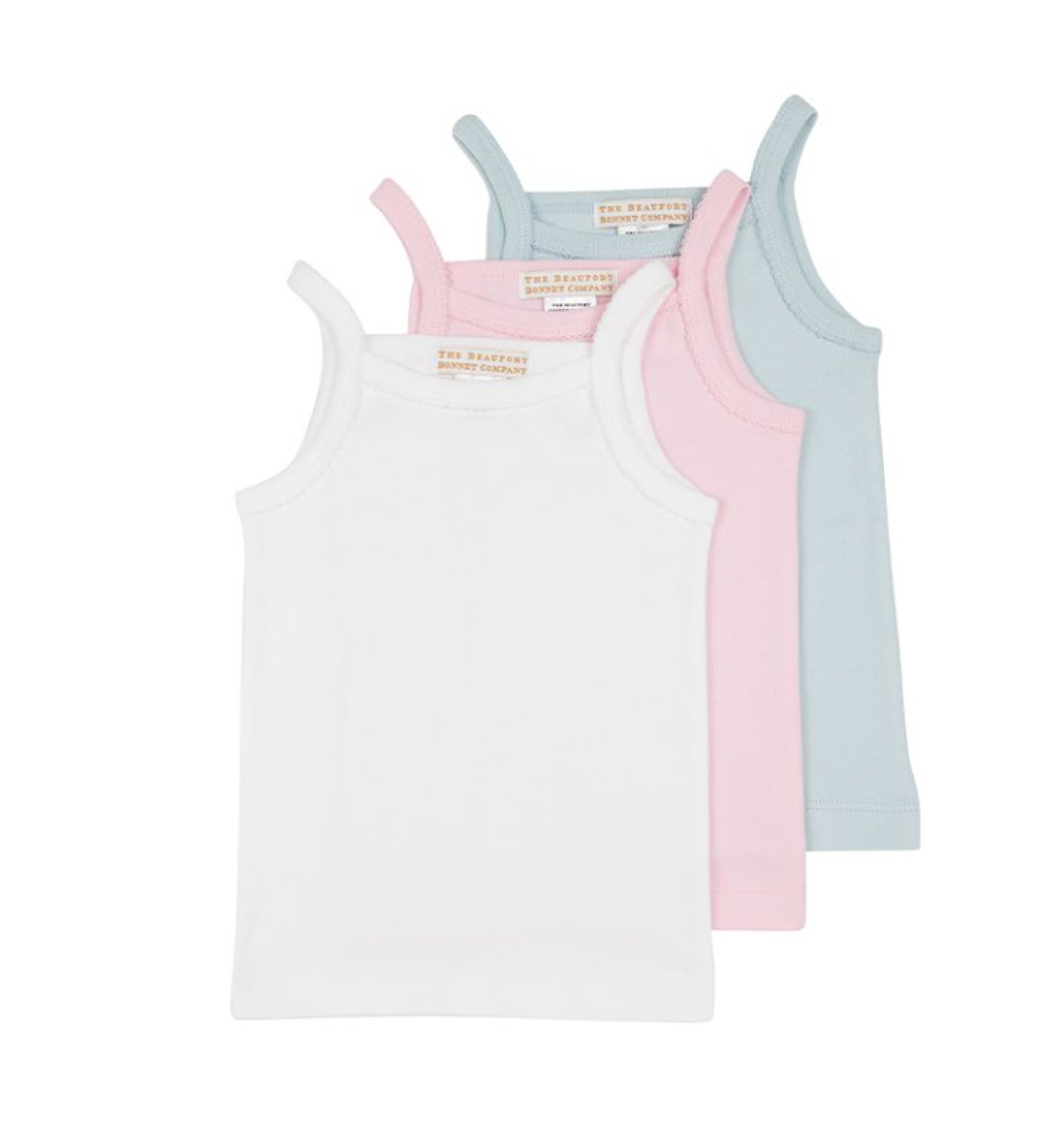 The Beaufort Bonnet Company Caroline Camisole Set Palm Beach Pink/Worth Ave White/Buckhead Blue