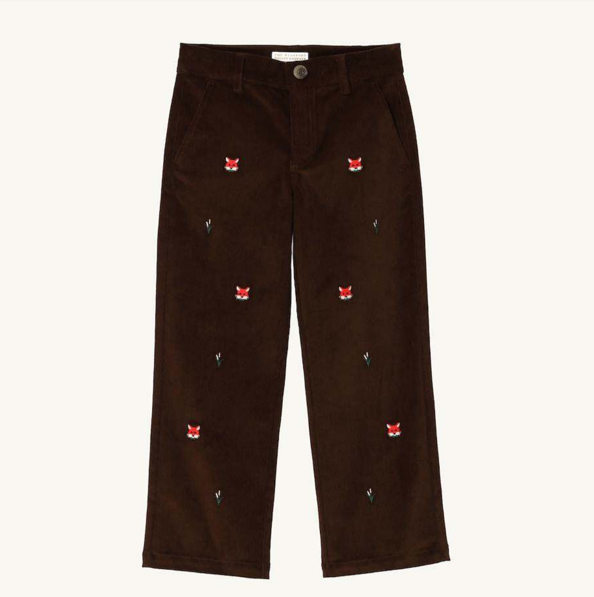 The Beaufort Bonnet Company Critter Prep School Pants - Corduroy Chelsea Chocolate/Foxes
