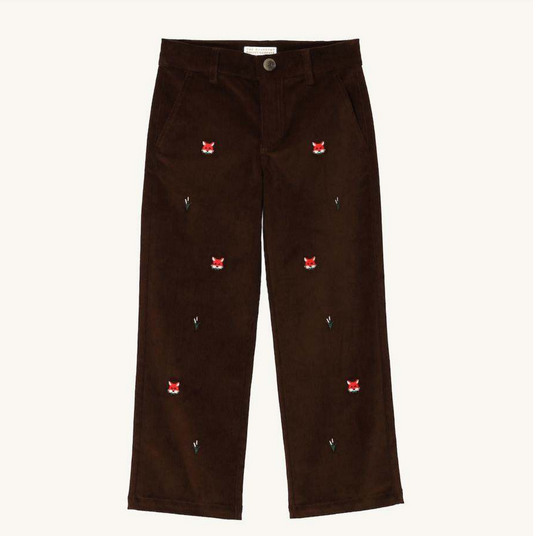 The Beaufort Bonnet Company Critter Prep School Pants - Corduroy Chelsea Chocolate/Foxes