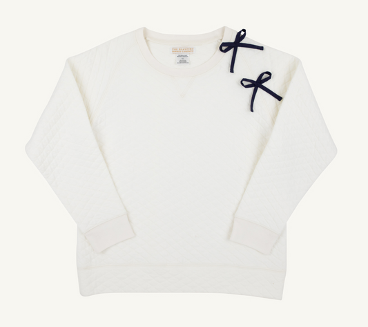 The Beaufort Bonnet Company Cassidy Comfy Crewneck - Quilted Palmetto Pearl/Bows