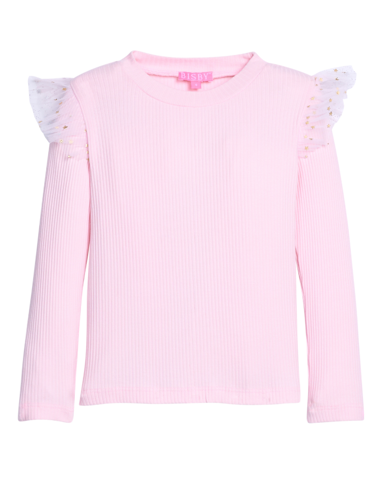 Bisby Sadie Tee - Bubblegum & Gold Sparkle Stars