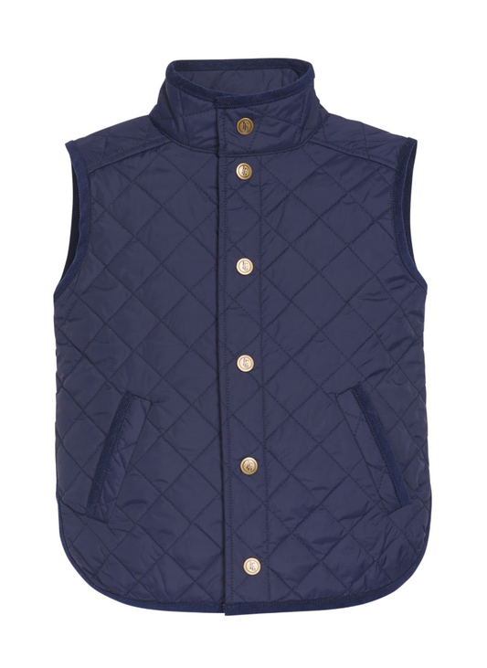 Little English Classic Quilted Vest- Navy