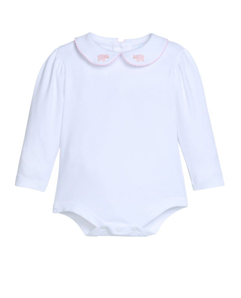 Little English Long Sleeve Pinpoint Onesie - Sheep