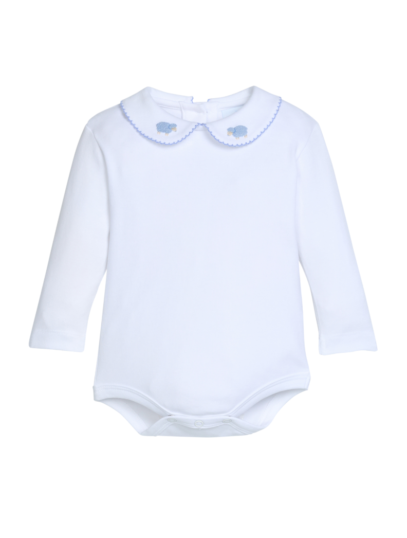 Little English Long Sleeve Pinpoint Onesie - Sheep