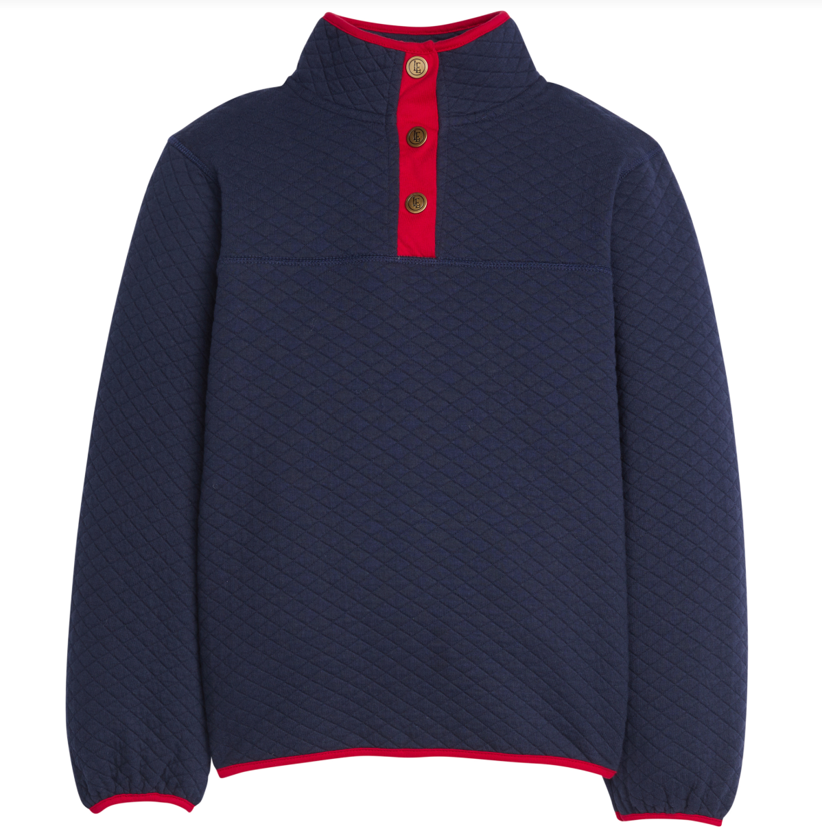 Little English Classic Quilted Pullover - Navy with Red