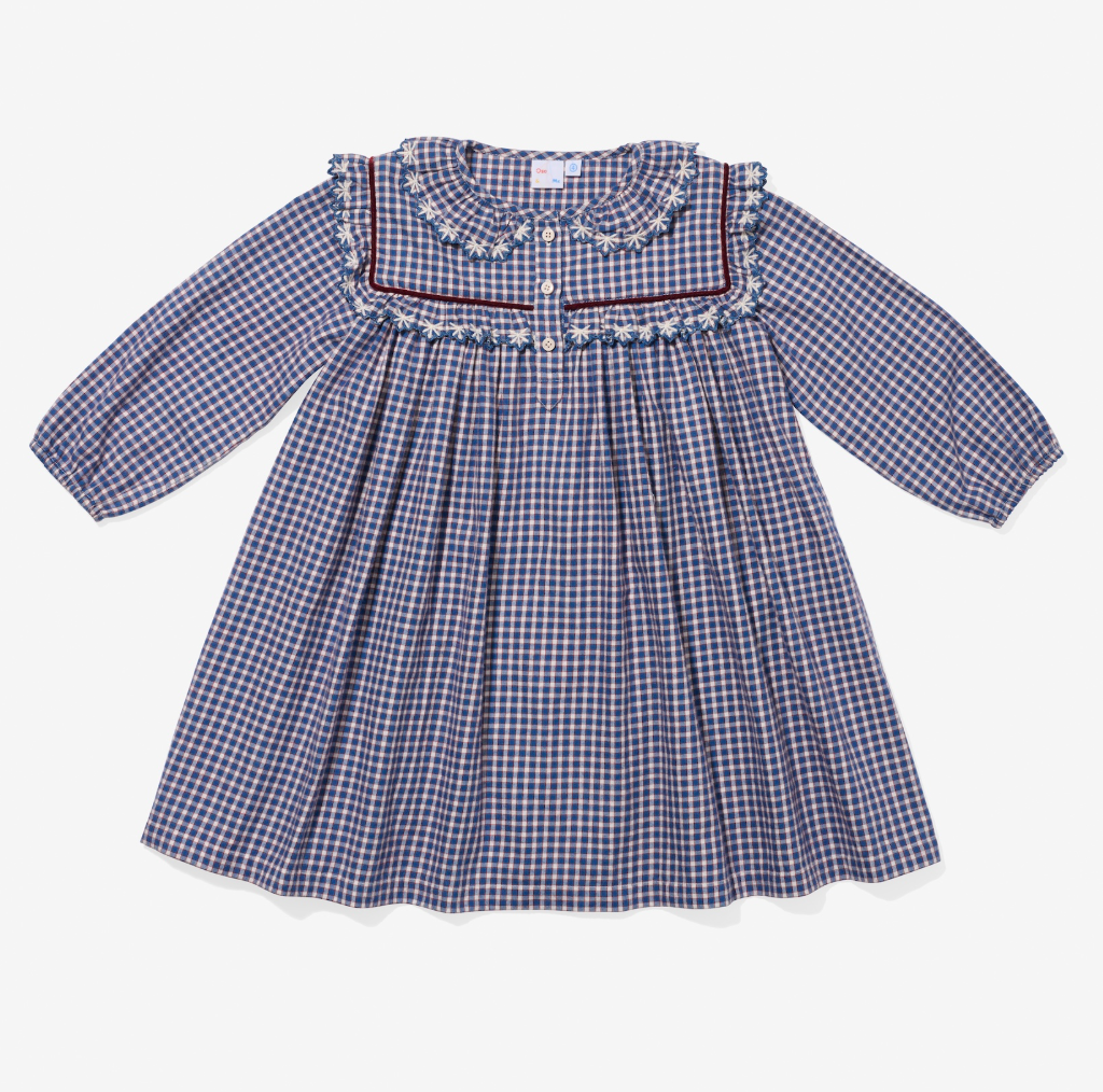Sara Dress, Marine Tiny Check