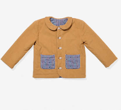 Oso & Me Reversible Quilted Jacket, Marine Tiny Check