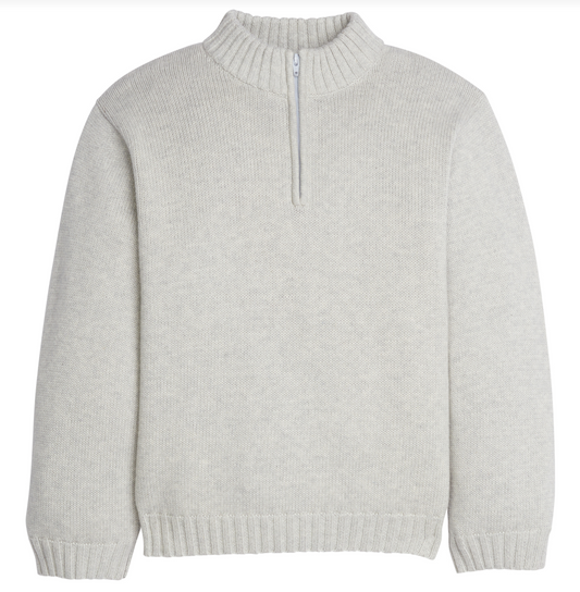Little English Quarter Zip Sweater- Gray