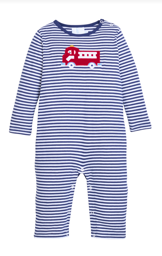 Little English Applique Romper - Fire Truck