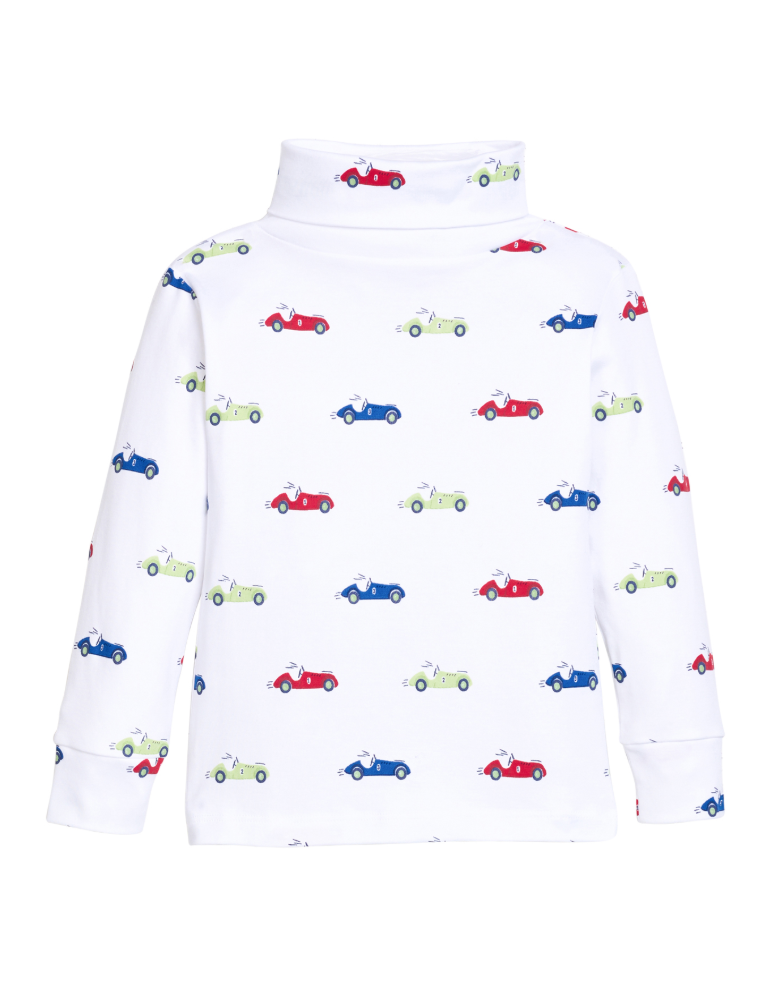 Little English Printed Turtleneck- Race Cars