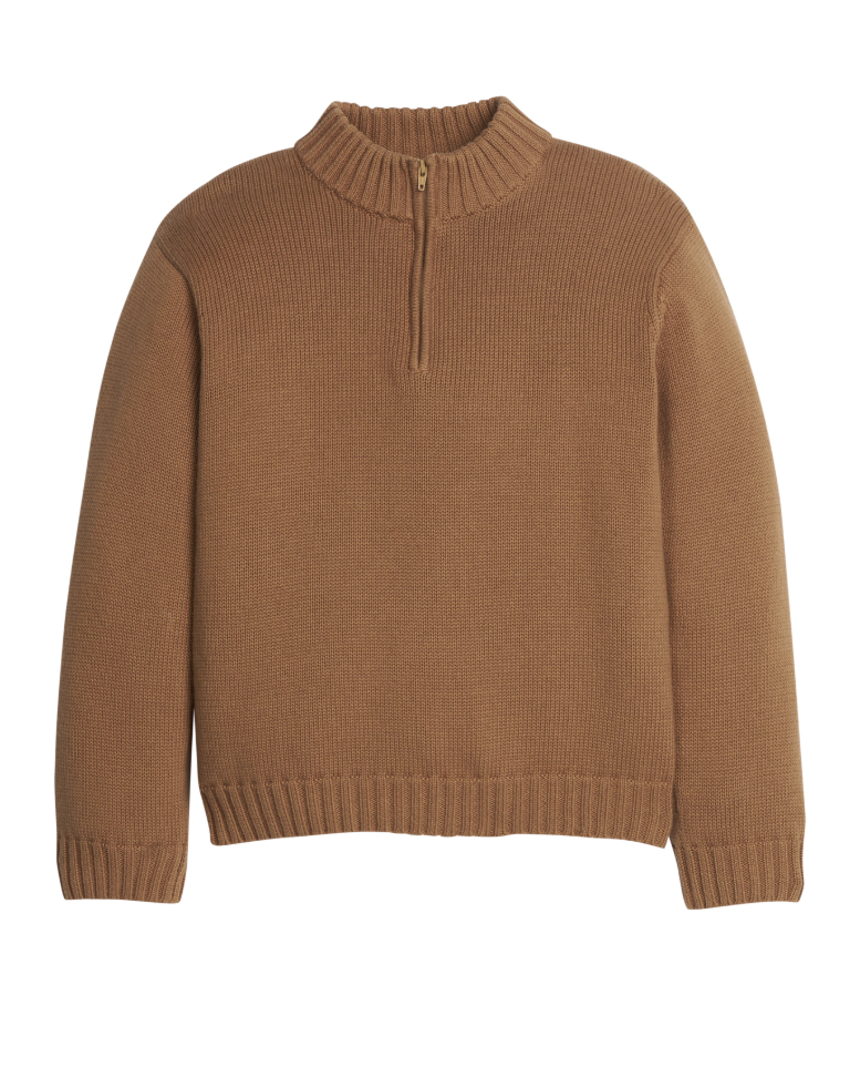 Little English Quarter Zip Sweater- Chestnut