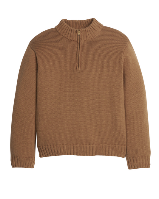 Little English Quarter Zip Sweater- Chestnut