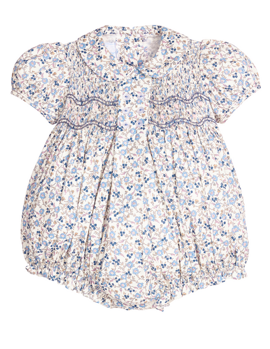 Little English Smocked Bridget Bubble - Wisteria Floral