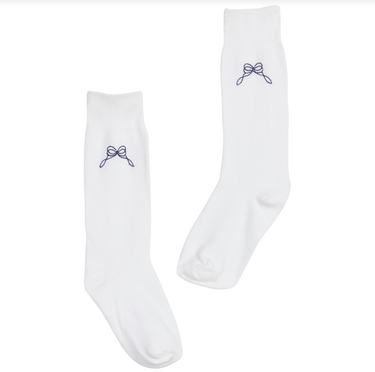 Little English Knee High Socks- Navy Bows