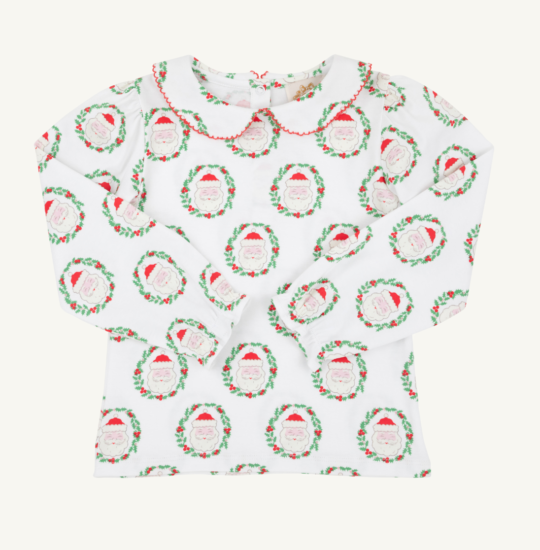The Beaufort Bonnet Company Maude's Peter Pan Collar Shirt - Pima Ls  North Pole Portrait/Richmond Red